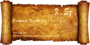Komsa Szabin névjegykártya